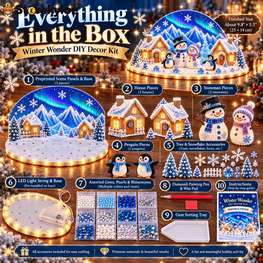 Winter Wonder DIY Decor Kit Light-Up 3D Christmas Village Gem Art☃️🏠 - DIY Christmas Diamond Painting Ornament Kit