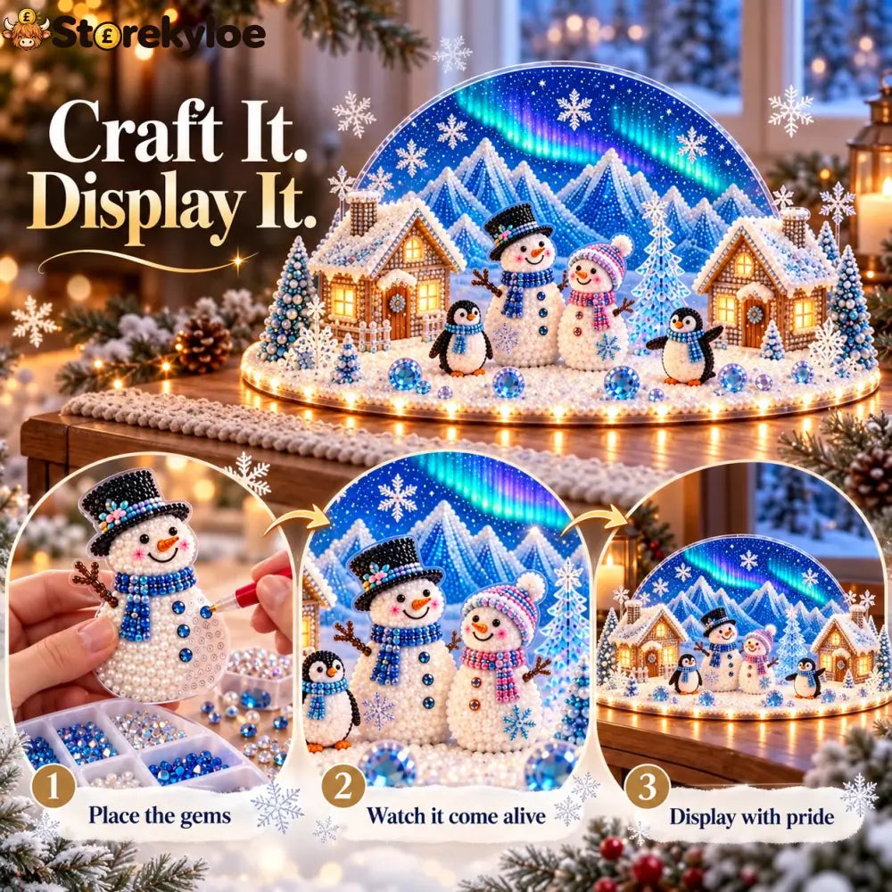 Winter Wonder DIY Decor Kit Light-Up 3D Christmas Village Gem Art☃️🏠 - DIY Christmas Diamond Painting Ornament Kit