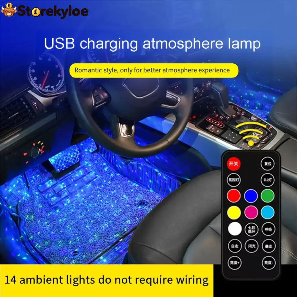 Wireless Rgb Car Interior Ambient Light - Rechargeable 2-in-1