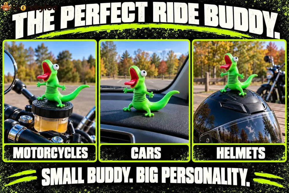 🦎🏍Wobbly Riding Buddy – Car & Motorcycle Decor