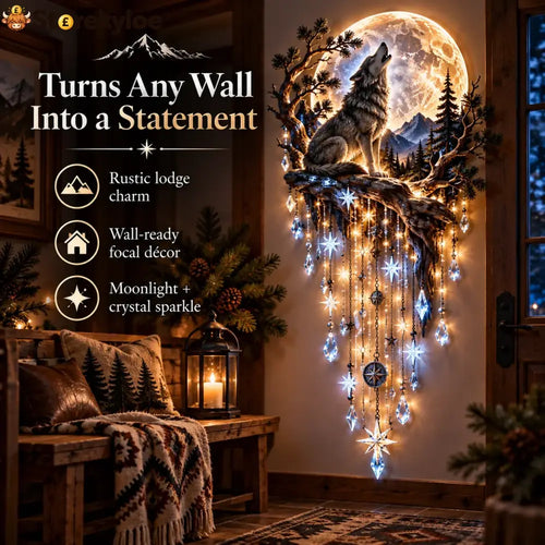 🐺🌕 Wolf Howling Moon Starfall Wall Light – Bring The Wild Home