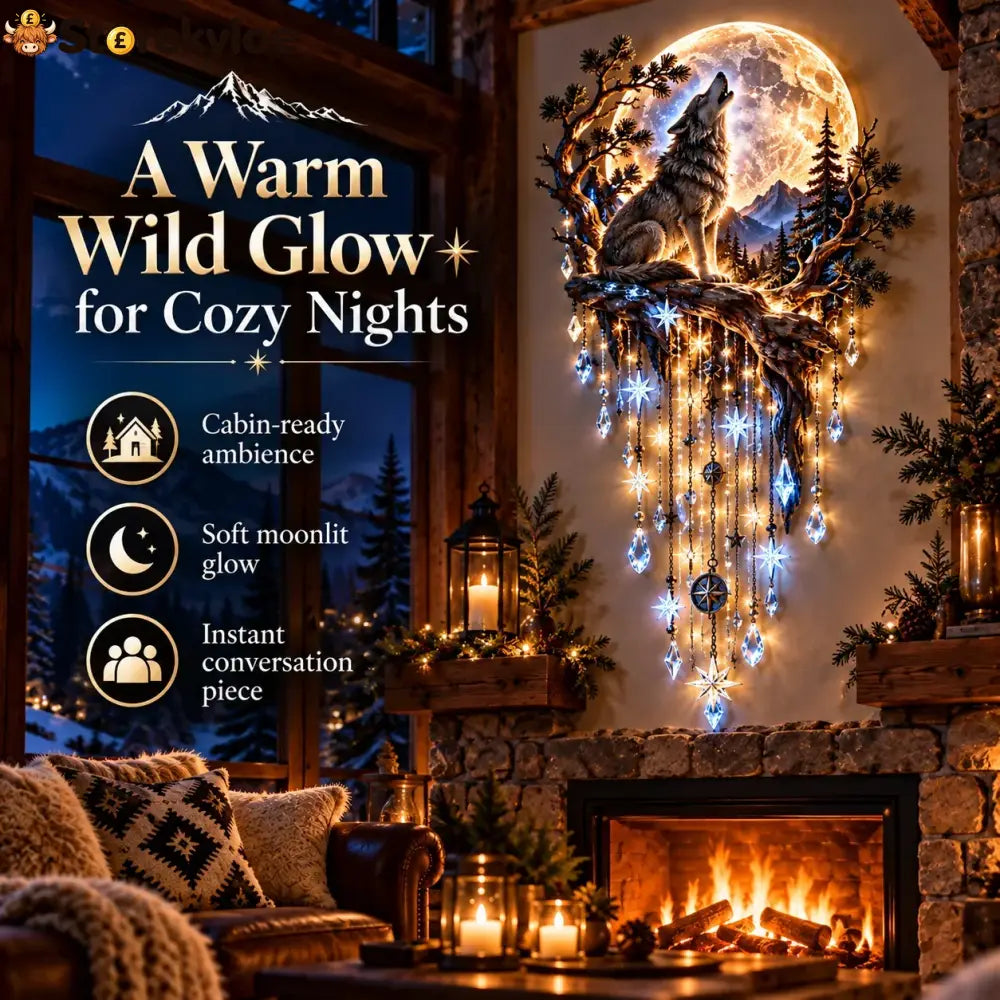🐺🌕 Wolf Howling Moon Starfall Wall Light – Bring The Wild Home