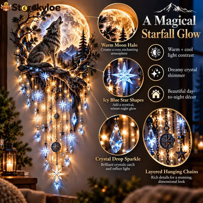 🐺🌕 Wolf Howling Moon Starfall Wall Light – Bring The Wild Home