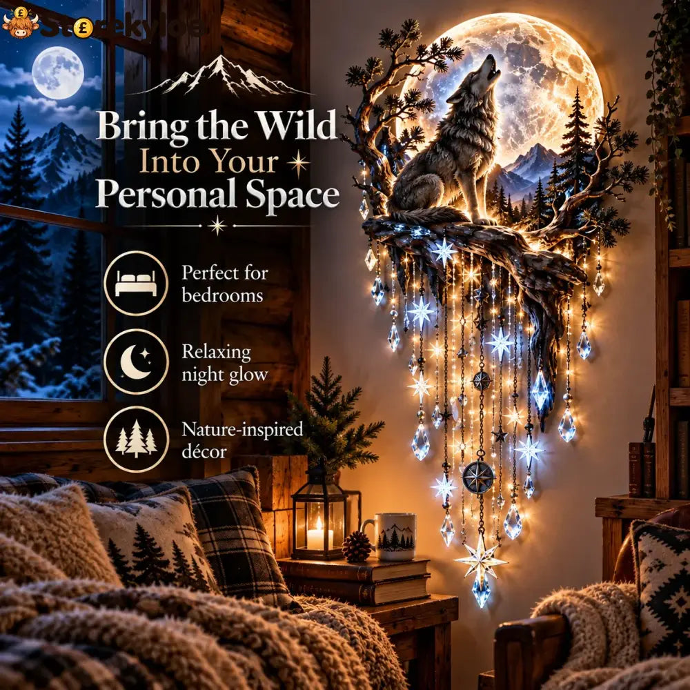🐺🌕 Wolf Howling Moon Starfall Wall Light – Bring The Wild Home
