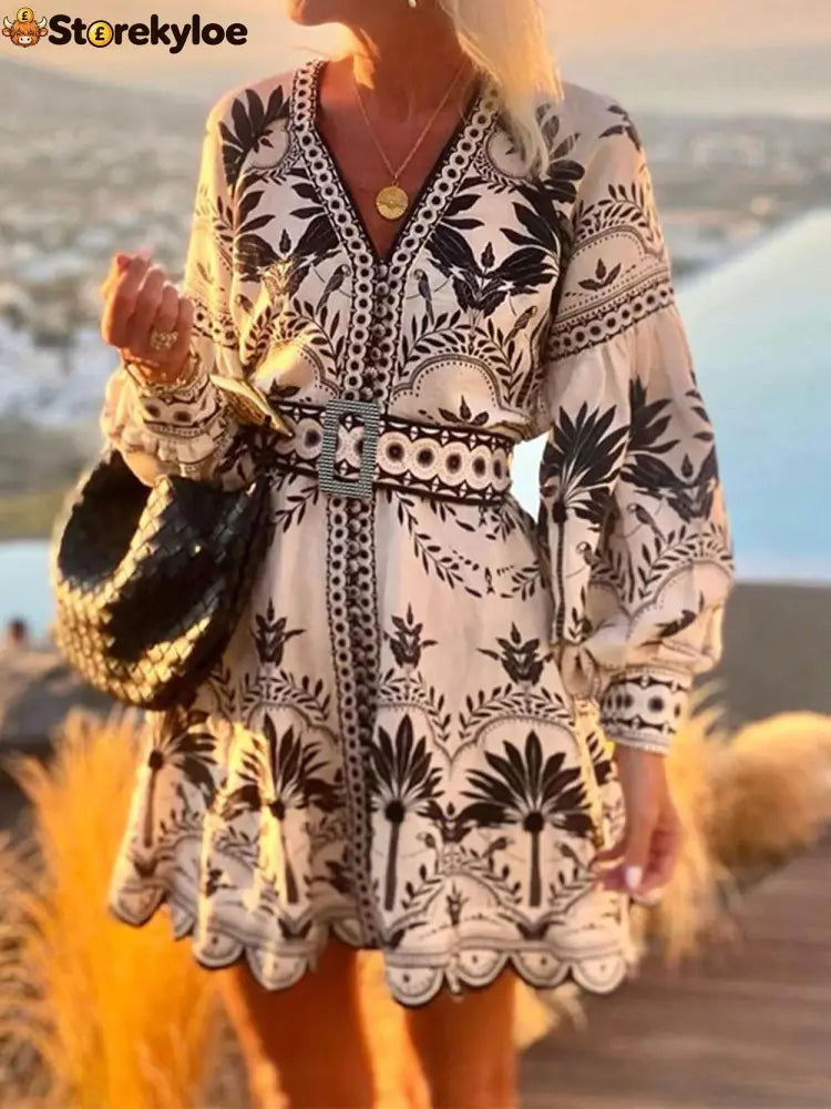 Women Vintage Printed Beach Dresses