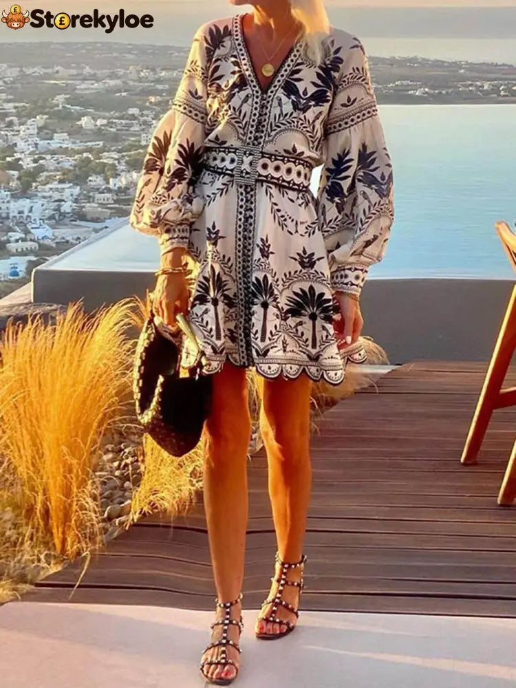 Women Vintage Printed Beach Dresses