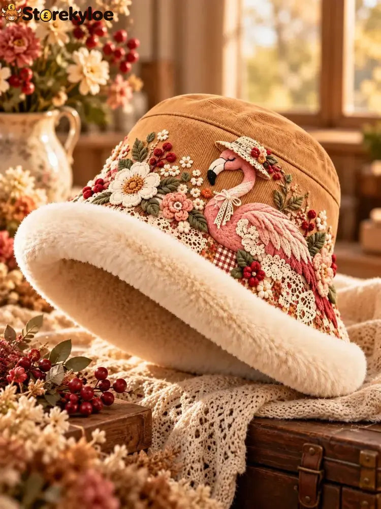 🌸 Women’s Cozy Plush-Lined Winter Bucket Hat – Floral & Animal Designs (📦Buy 2 Free Shipping)