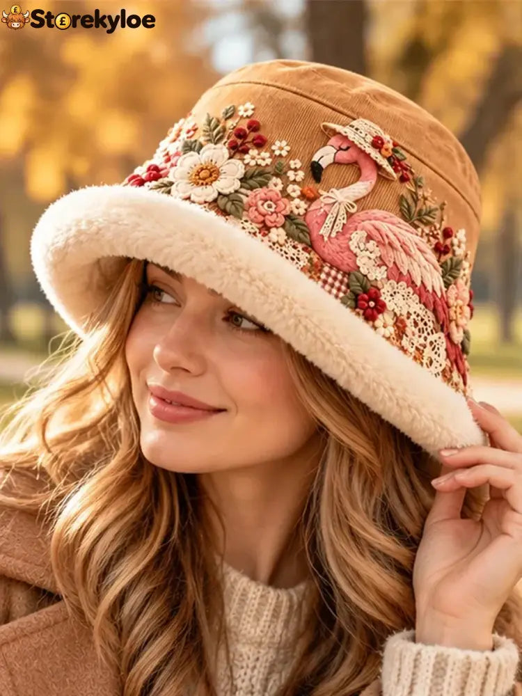 🌸 Women’s Cozy Plush-Lined Winter Bucket Hat – Floral & Animal Designs (📦Buy 2 Free Shipping)