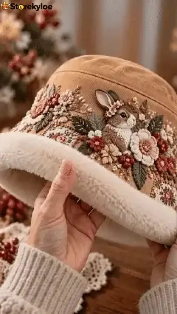 🌸 Women’s Cozy Plush-Lined Winter Bucket Hat – Floral & Animal Designs (📦Buy 2 Free Shipping)