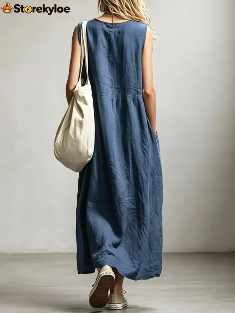 Women’s Sleeveless Round Neck Wide-leg Jumpsuit