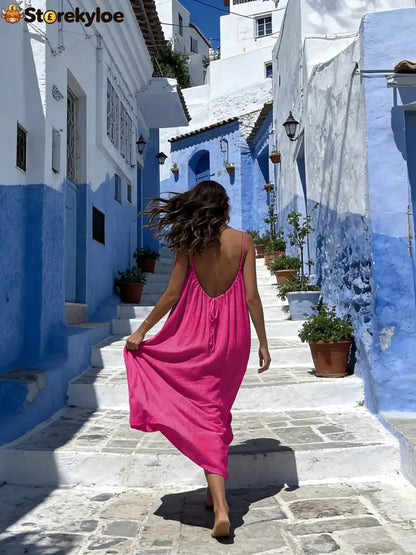 Women’s Solid Color Backless Cami Dress