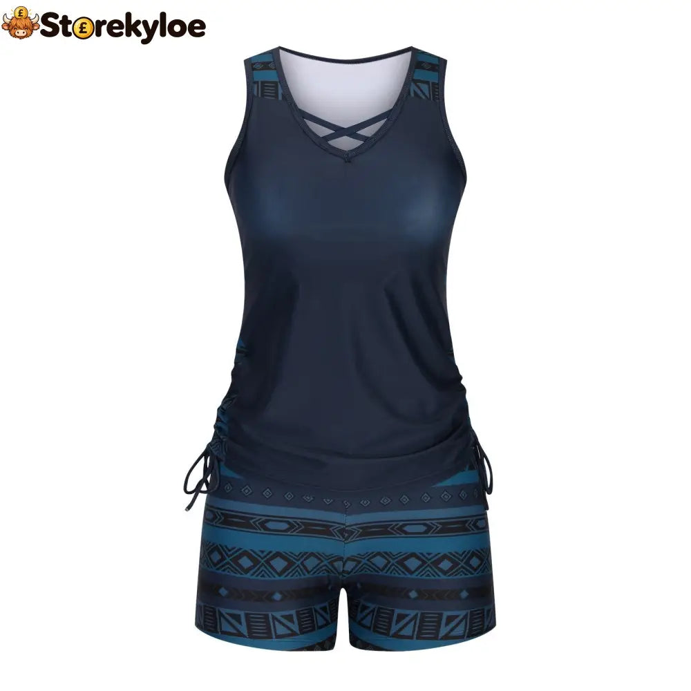 Women’s Tummy Control Tankini Set with Built-In Bra – Flattering Boho Swimwear with Shorts💝