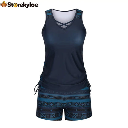 Women’s Tummy Control Tankini Set with Built-In Bra – Flattering Boho Swimwear with Shorts💝