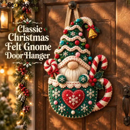 Wooden Christmas Gnome Door Hanger With Felt-like Texture 🎄 Santa Gnome Wall Hanging Xmas Front Door Ornament Holiday