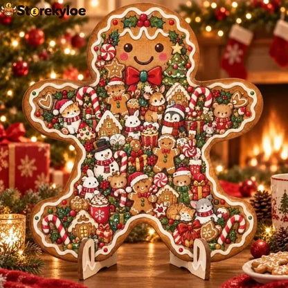 🎄🧩 Wooden Christmas Puzzle with Stand, 8 Festive Designs to Build & Display(📦Buy 2 Free Shipping) - 🍪 Gingerbread Man