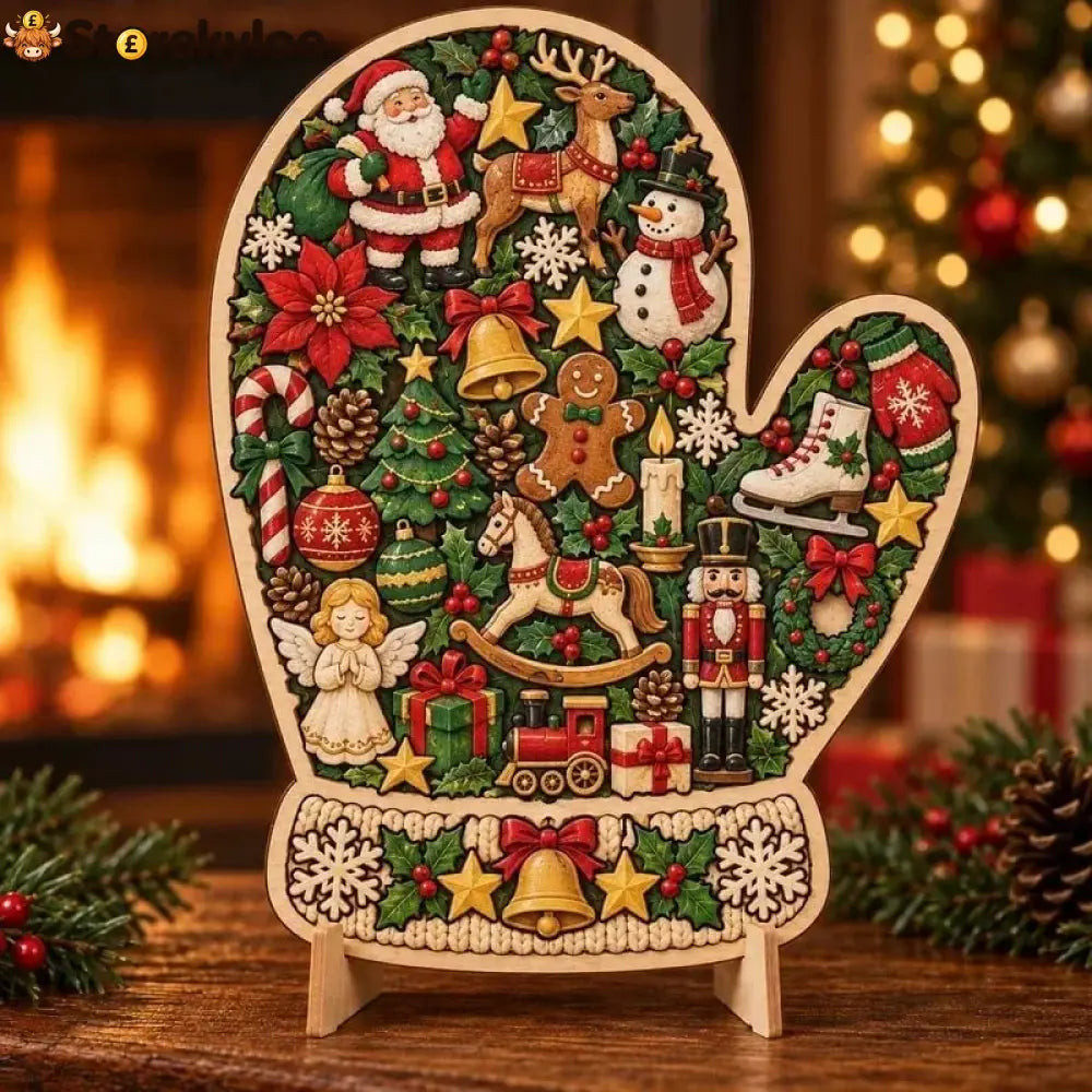 🎄🧩 Wooden Christmas Puzzle with Stand, 8 Festive Designs to Build & Display(📦Buy 2 Free Shipping) - 🧤 Christmas Mitten