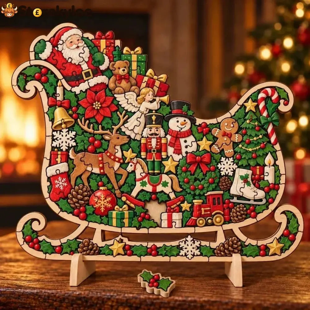 🎄🧩 Wooden Christmas Puzzle with Stand, 8 Festive Designs to Build & Display(📦Buy 2 Free Shipping) - 🛷 Christmas Sleigh