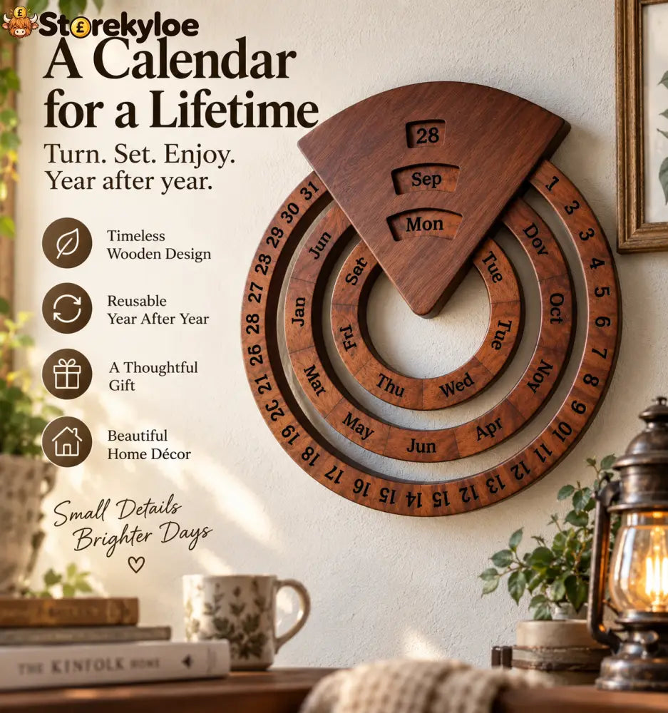 Wooden Perpetual Calendar – A Timeless Date Display for Every Day