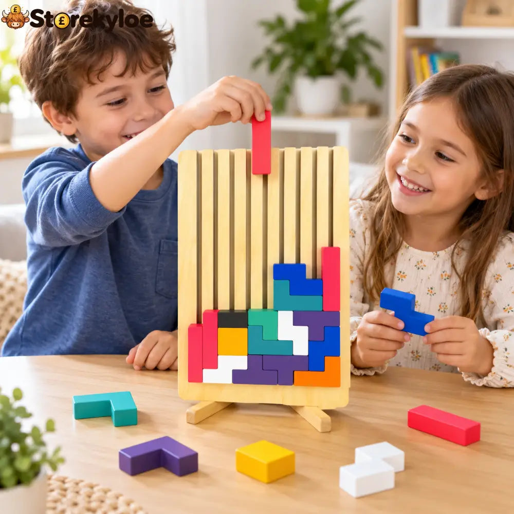 Wooden Vertical Block Puzzle Game – Colourful Logic & Spatial Thinking Toy: Stack plan fit and solve, a hands-on puzzle