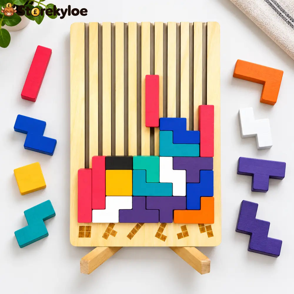 Wooden Vertical Block Puzzle Game – Colourful Logic & Spatial Thinking Toy: Stack plan fit and solve, a hands-on puzzle