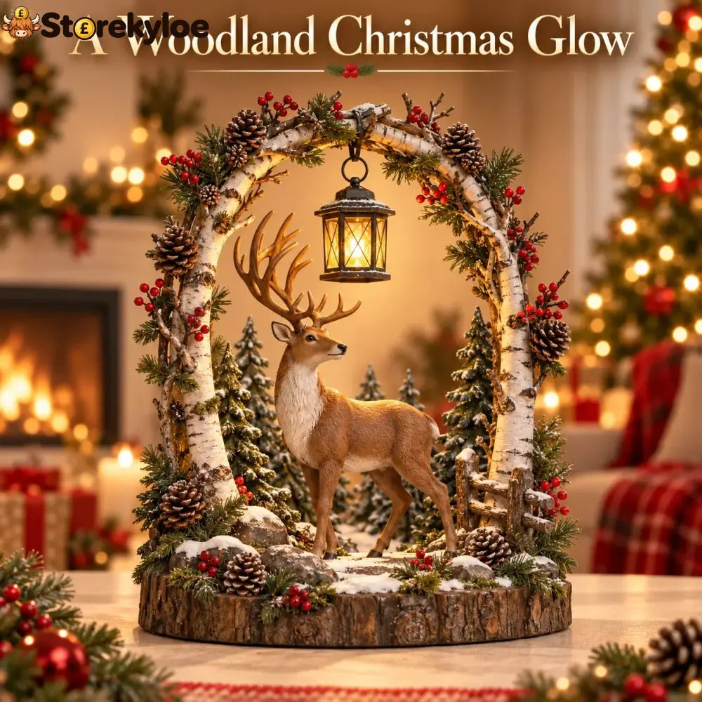 🐻Woodland Bear Family Lantern – Lighted Christmas Forest Tabletop Decor 🎄 - Elk