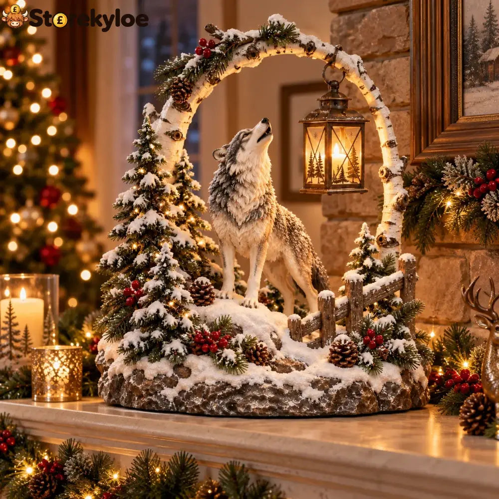 🐻Woodland Bear Family Lantern – Lighted Christmas Forest Tabletop Decor 🎄 - Wolf