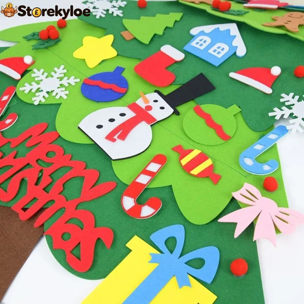 🎅Xmas Hot Sales - 48% OFF!🎄DIY Felt Christmas Tree for Kids – 32 Reusable Ornaments + Fairy Lights