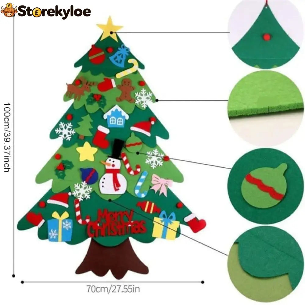 🎅Xmas Hot Sales - 48% OFF!🎄DIY Felt Christmas Tree for Kids – 32 Reusable Ornaments + Fairy Lights