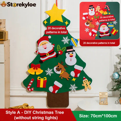 🎅Xmas Hot Sales - 48% OFF!🎄DIY Felt Christmas Tree for Kids – 32 Reusable Ornaments + Fairy Lights