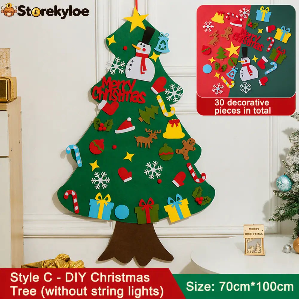 🎅Xmas Hot Sales - 48% OFF!🎄DIY Felt Christmas Tree for Kids – 32 Reusable Ornaments + Fairy Lights