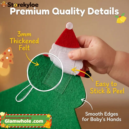 🎅Xmas Hot Sales - 48% OFF!🎄DIY Felt Christmas Tree for Kids – 32 Reusable Ornaments + Fairy Lights