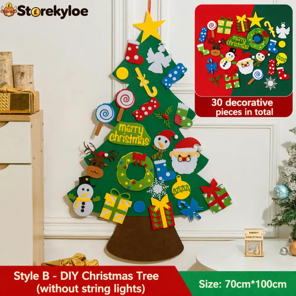 🎅Xmas Hot Sales - 48% OFF!🎄DIY Felt Christmas Tree for Kids – 32 Reusable Ornaments + Fairy Lights