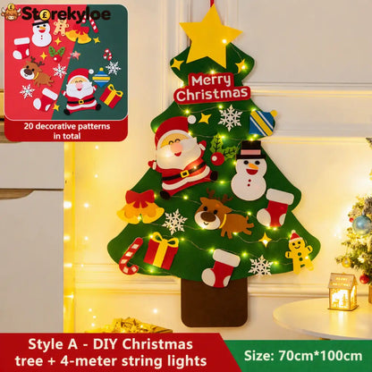 🎅Xmas Hot Sales - 48% OFF!🎄DIY Felt Christmas Tree for Kids – 32 Reusable Ornaments + Fairy Lights