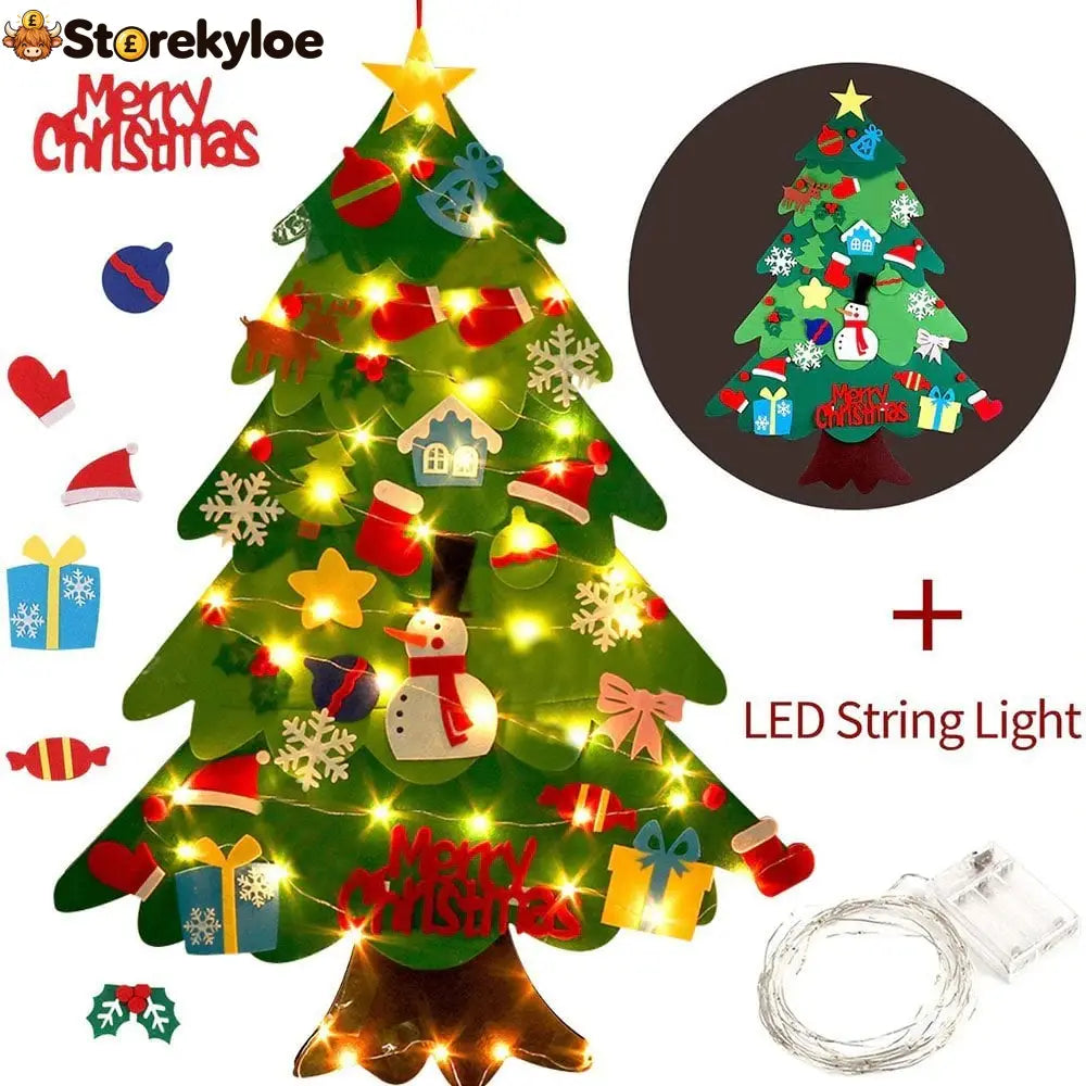 🎅Xmas Hot Sales - 48% OFF!🎄DIY Felt Christmas Tree for Kids – 32 Reusable Ornaments + Fairy Lights