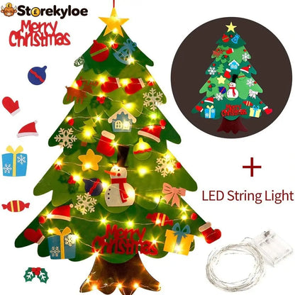 🎅Xmas Hot Sales - 48% OFF!🎄DIY Felt Christmas Tree for Kids – 32 Reusable Ornaments + Fairy Lights