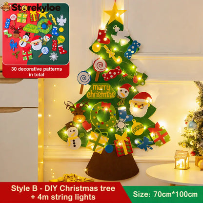 🎅Xmas Hot Sales - 48% OFF!🎄DIY Felt Christmas Tree for Kids – 32 Reusable Ornaments + Fairy Lights