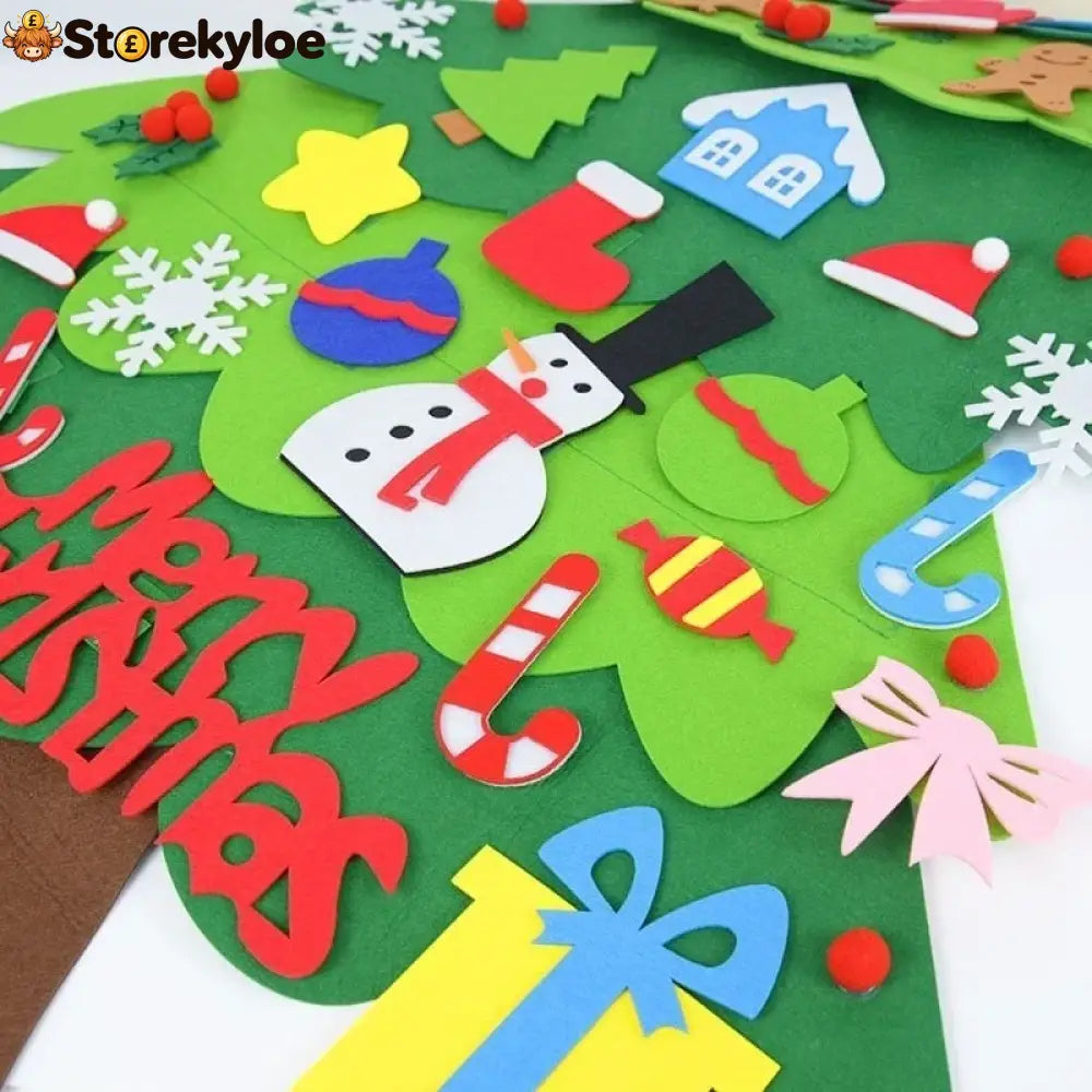 🎅xmas Hot Sales - 50% Off!🎄diy Felt Christmas Tree For Kids✨32 Reusable Ornaments + Fairy Lights - No Lights