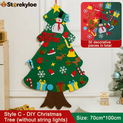 🎅xmas Hot Sales - 50% Off!🎄diy Felt Christmas Tree For Kids✨32 Reusable Ornaments + Fairy Lights - No Lights