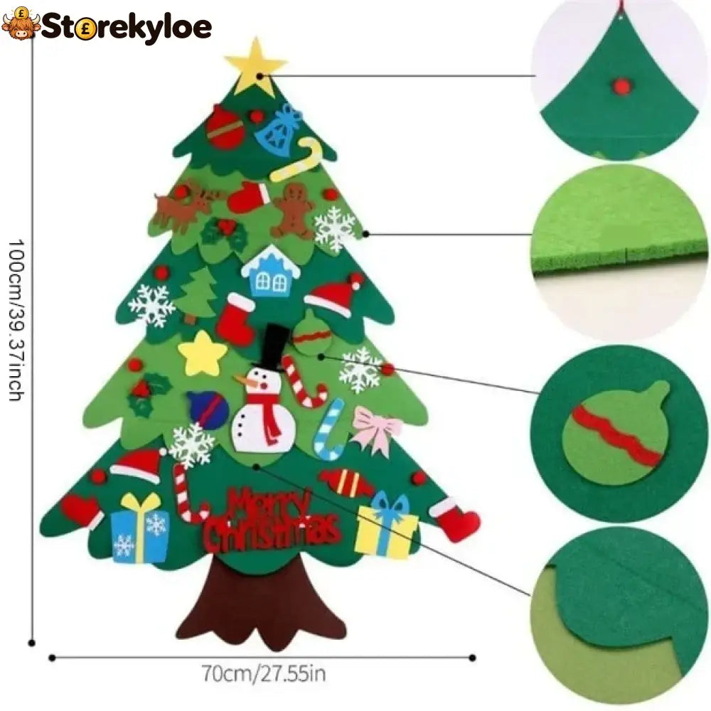 🎅xmas Hot Sales - 50% Off!🎄diy Felt Christmas Tree For Kids✨32 Reusable Ornaments + Fairy Lights - No Lights