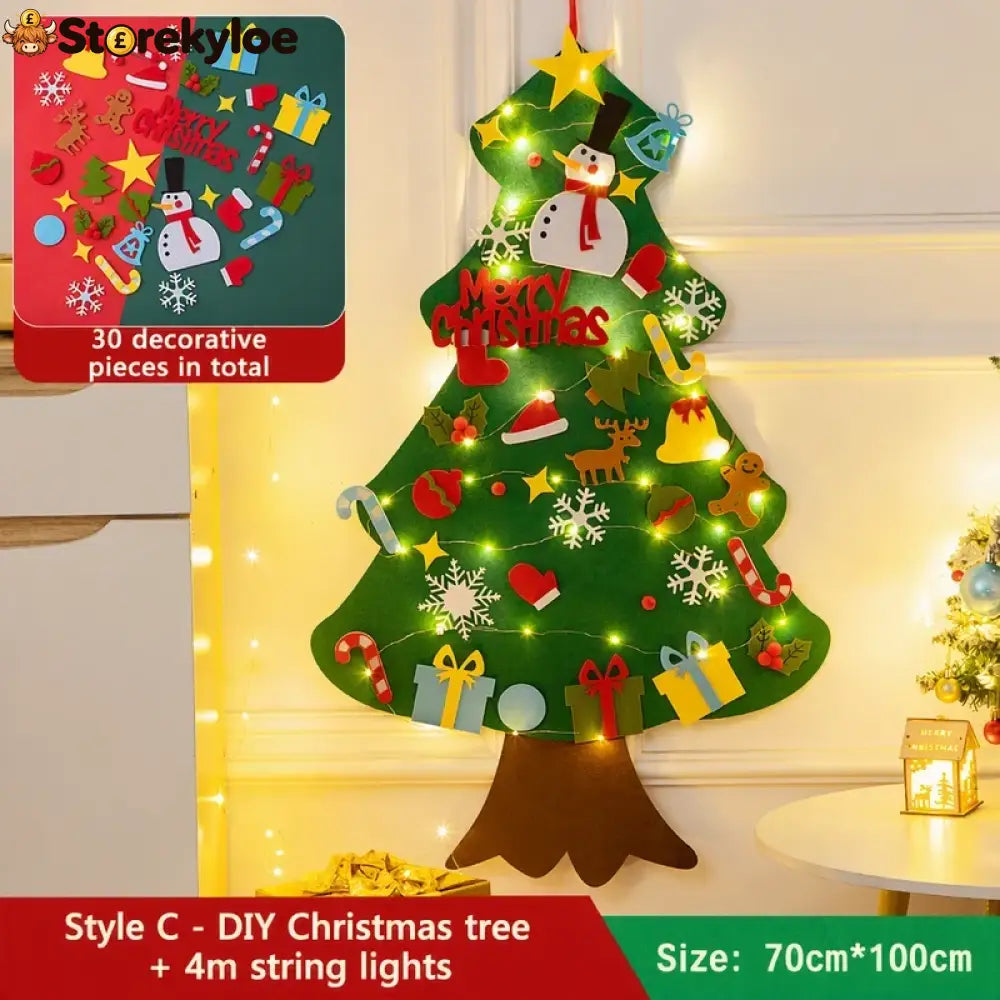 🎅xmas Hot Sales - 50% Off!🎄diy Felt Christmas Tree For Kids✨32 Reusable Ornaments + Fairy Lights - No Lights