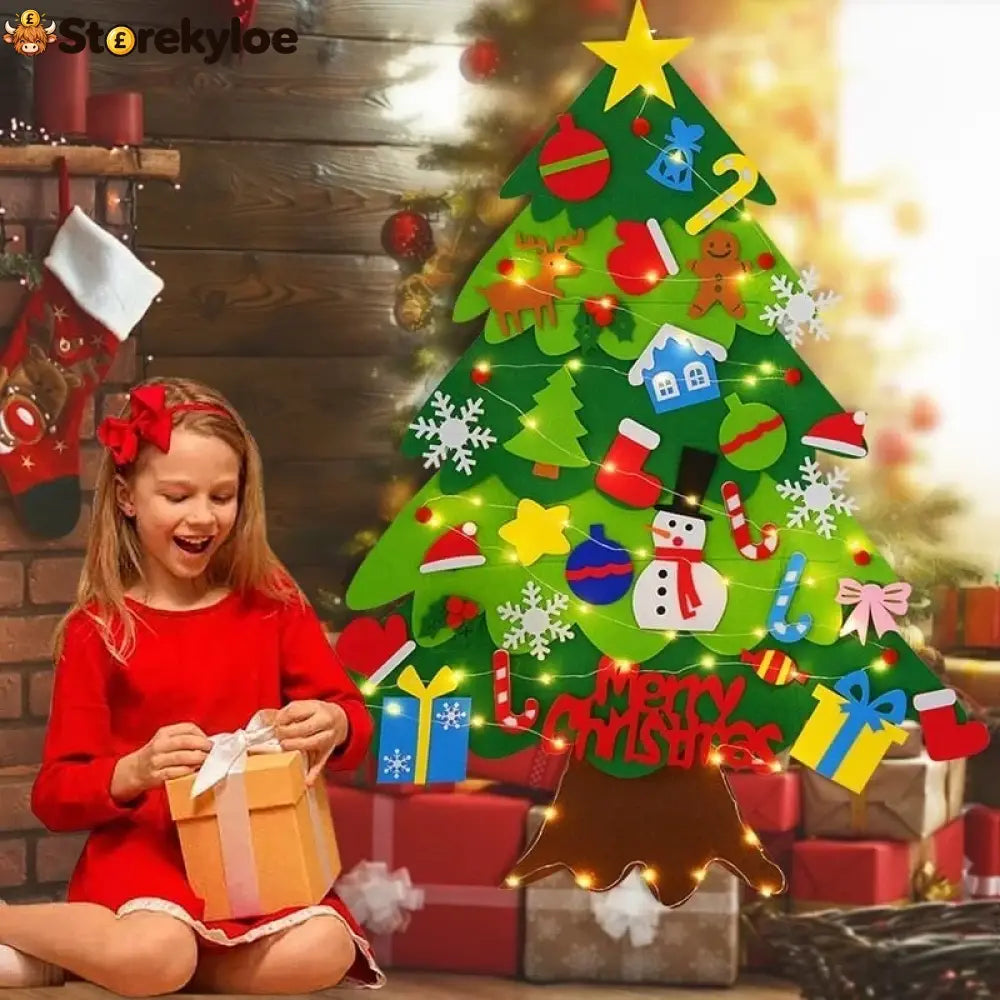 🎅xmas Hot Sales - 50% Off!🎄diy Felt Christmas Tree For Kids✨32 Reusable Ornaments + Fairy Lights - No Lights