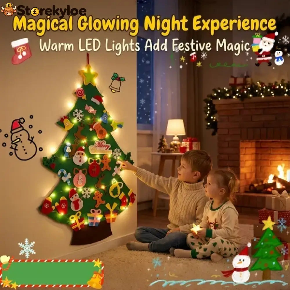 🎅xmas Hot Sales - 50% Off!🎄diy Felt Christmas Tree For Kids✨32 Reusable Ornaments + Fairy Lights - No Lights