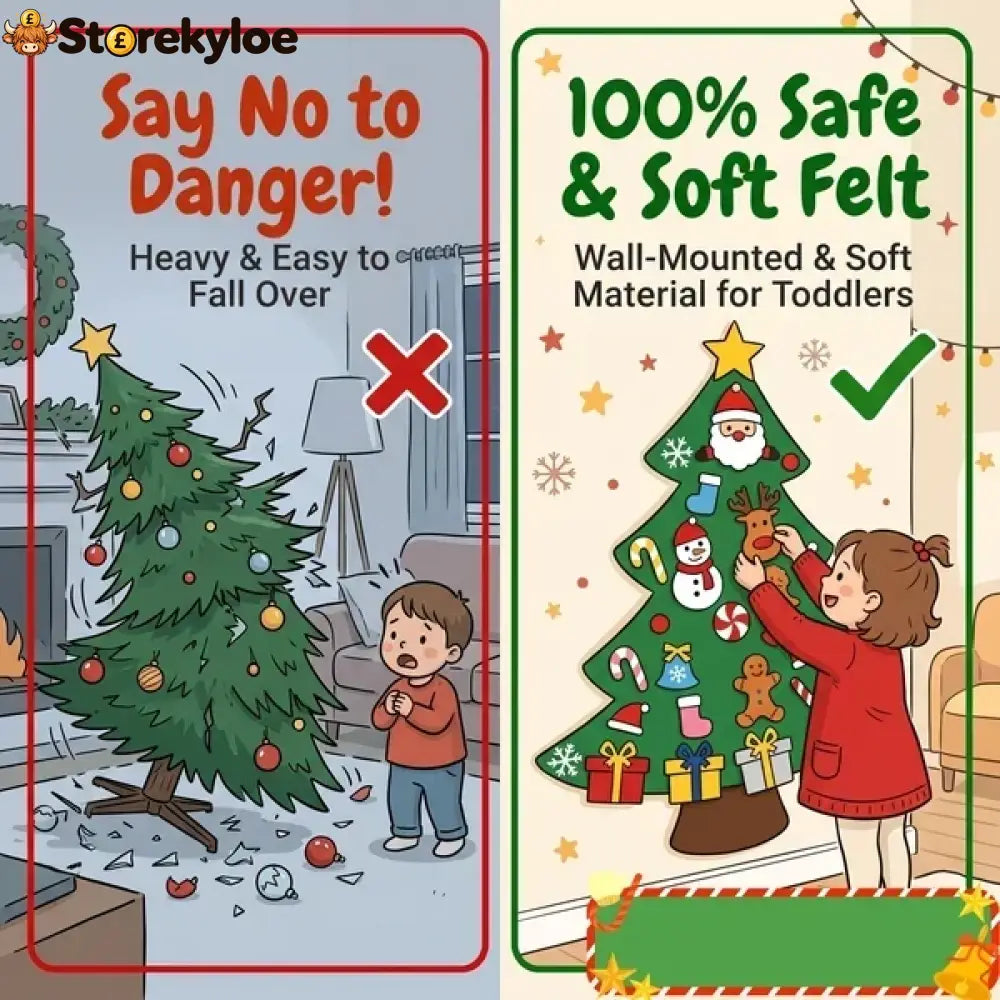 🎅xmas Hot Sales - 50% Off!🎄diy Felt Christmas Tree For Kids✨32 Reusable Ornaments + Fairy Lights - No Lights