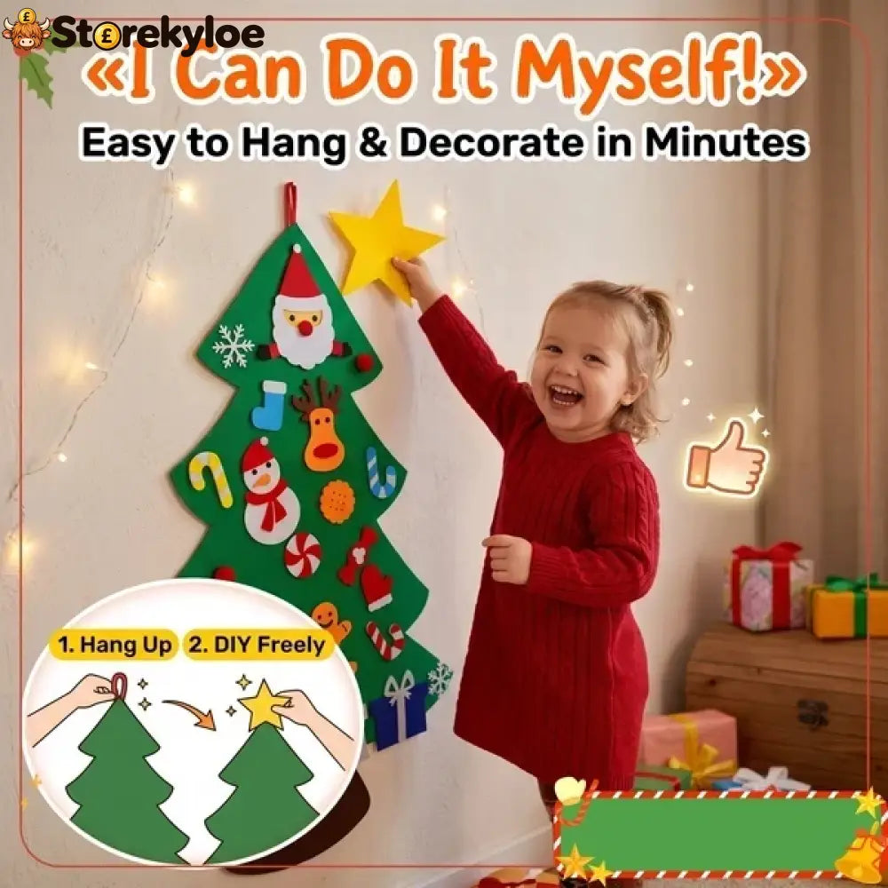 🎅xmas Hot Sales - 50% Off!🎄diy Felt Christmas Tree For Kids✨32 Reusable Ornaments + Fairy Lights - No Lights