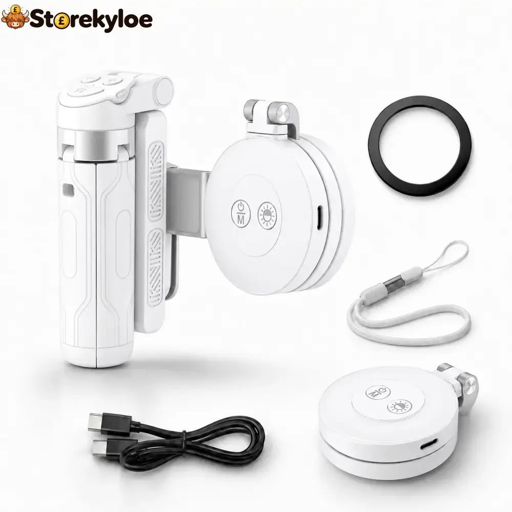 📸 Zoomable Magnetic Palm Grip | Selfie Stick & Tripod - With Ring Light